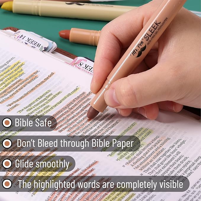 Mr. Pen- No Bleed Gel Highlighters, Assorted Colors, 8 Pack | Bible Highlighters and Pens No Bleed, Bible Markers for Study, Journaling, School Supplies and Accessories