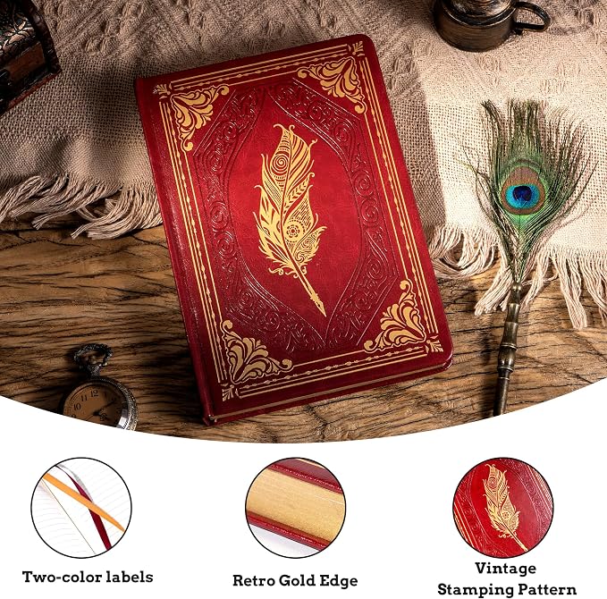 CAGIE 2 Pack Vintage Journal Notebook for Women Men Writing Diary A5 | 320 Pages Hardcover Leather with Gift Box Journaling Notebooks Thick Dream Lined Journals, 5.7 x 8.3 in