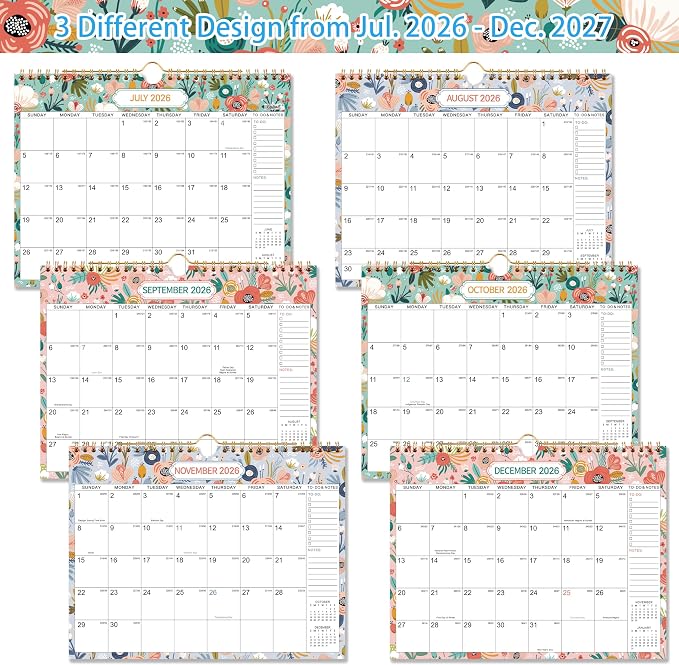2026-2027 Wall Calendar - 2026-2027 Calendar, 8.5" x 11" | Jul. 2026 - Dec. 2027, Wall Calendars with Julian Dates, Twin-Wire Binding