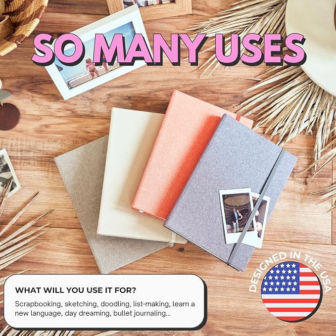 Portage Blank Hardcover Aesthetic Notebook Writing Journal – Bleed-Proof Paper Notepad for Journaling, High GSM, A5 Notebook, Cream Pages - Smoke, 6 x 8.5 Inches, 224 Pages