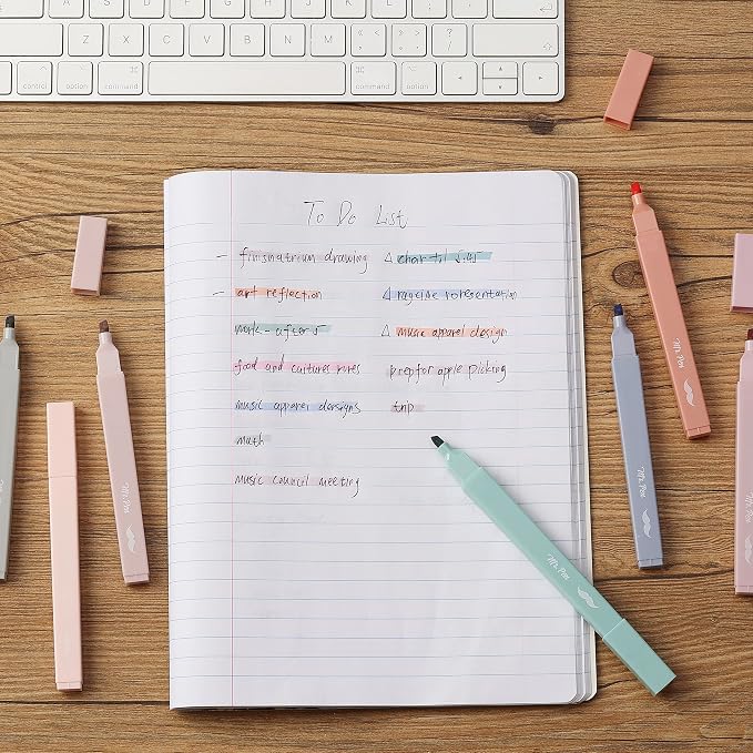 Mr. Pen- Aesthetic Highlighters No Bleed, 8 Pack, Earthy Colors, Chisel Tip | Cute Highlighters Assorted Colors for Journaling, Highlighting, Underlining, Fast Dry, Back to School Supplies