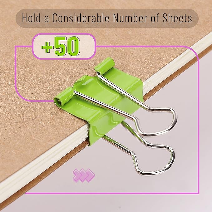 Mr. Pen- Binder Clips, 100 pcs, 0.75", Small Size | Colored Binder Paper Clips, Bulk Paper Clamps for Office Supplies, Home, School, Business, Document Organizing