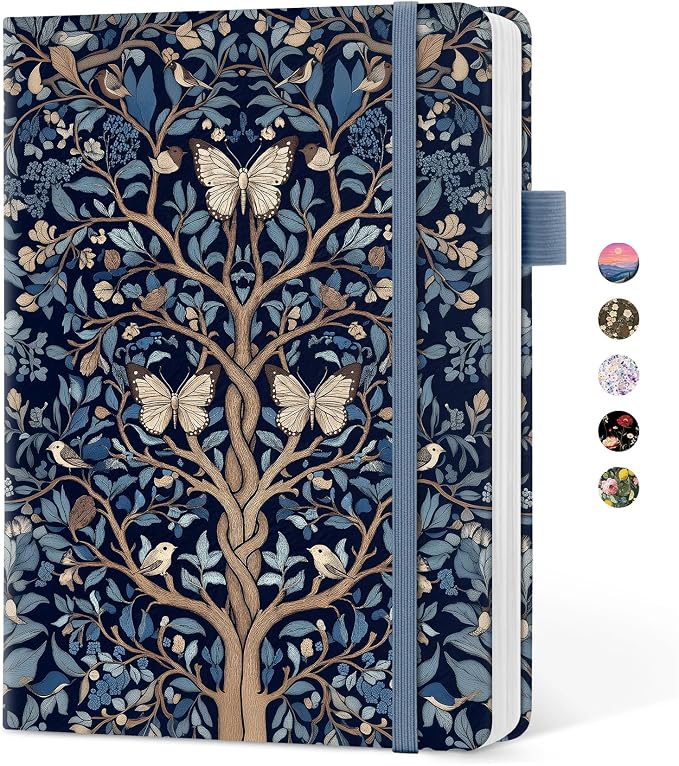 Taja Aesthetic Lined Journal for Women, Pretty 6" x 8" Notebook for Work & Note with 160 College Ruled Pages, Hardcover Leather Notebook for Journaling, Note Taking, Bible Study, Gilded Wings
