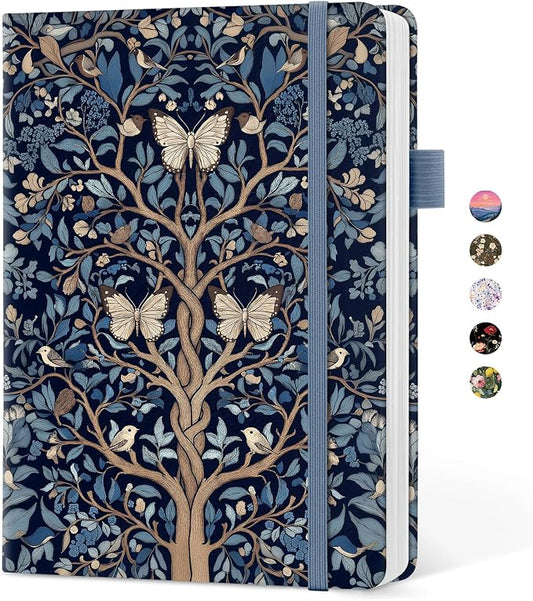 Taja Aesthetic Lined Journal for Women, Pretty 6" x 8" Notebook for Work & Note with 160 College Ruled Pages, Hardcover Leather Notebook for Journaling, Note Taking, Bible Study, Gilded Wings
