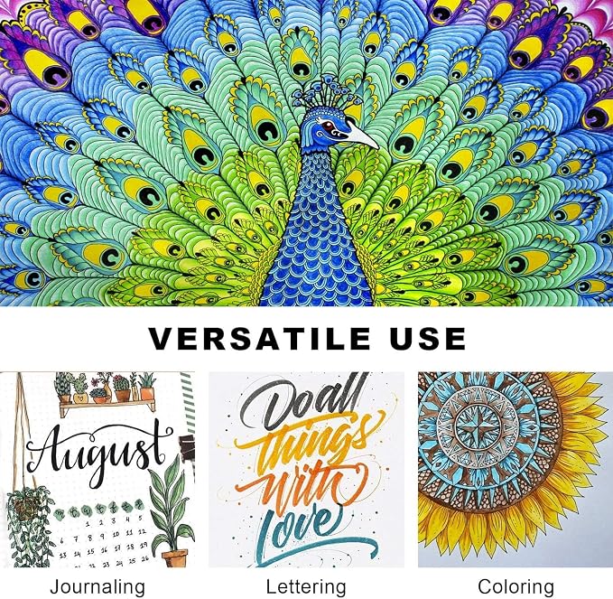 Piochoo Dual Brush Markers,60Colors Markers for Adult Coloring Books, Dual Tip Markers for School, Fine and Brush Tip for Adults Coloring Books, Calligraphy, Drawing, Sketching