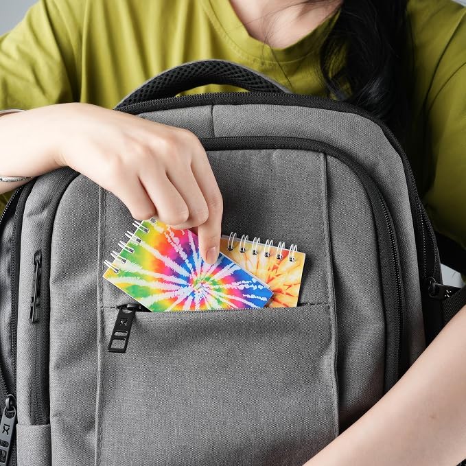 OZIO 32PCS Mini Tie Dye Notepads Multicolor Style Pocket Notebooks, Spiral Mini Notebook Pastel Art Party Small Notepad for Tie Dye Birthday Party Favors, 8 Styles