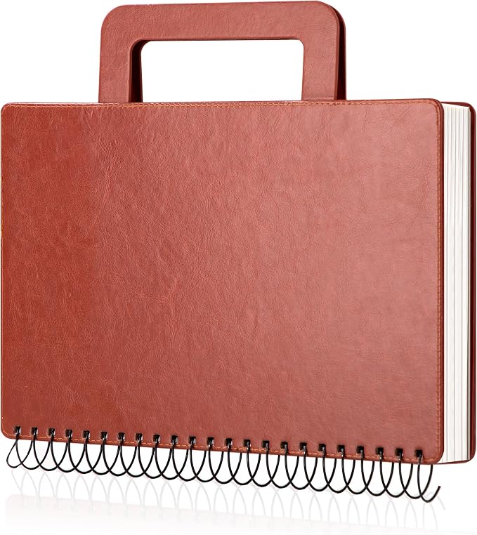 Large Sketchbook for Drawing 9"X 12" Portable Travel Spiral Bound Sketch Book with Pocket(98lb/160gsm) Hardcover Drawing Pad for Adults Watercolor Mixed Media Paper, 60 Sheets/120 Pages, Brown
