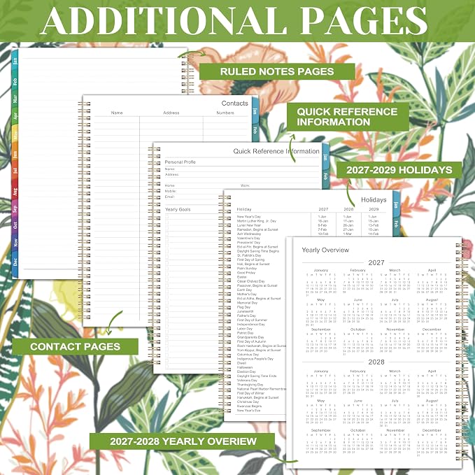 2027 Planner – Weekly ＆ Monthly Planner 2027, Jan. 2027 – Dec. 2027, 8.5" x 11" with Colorful Tabs, Flexible Cover, Thick Paper, Twin-Wire Binding, Back Pocket, To-Do ＆ Notes
