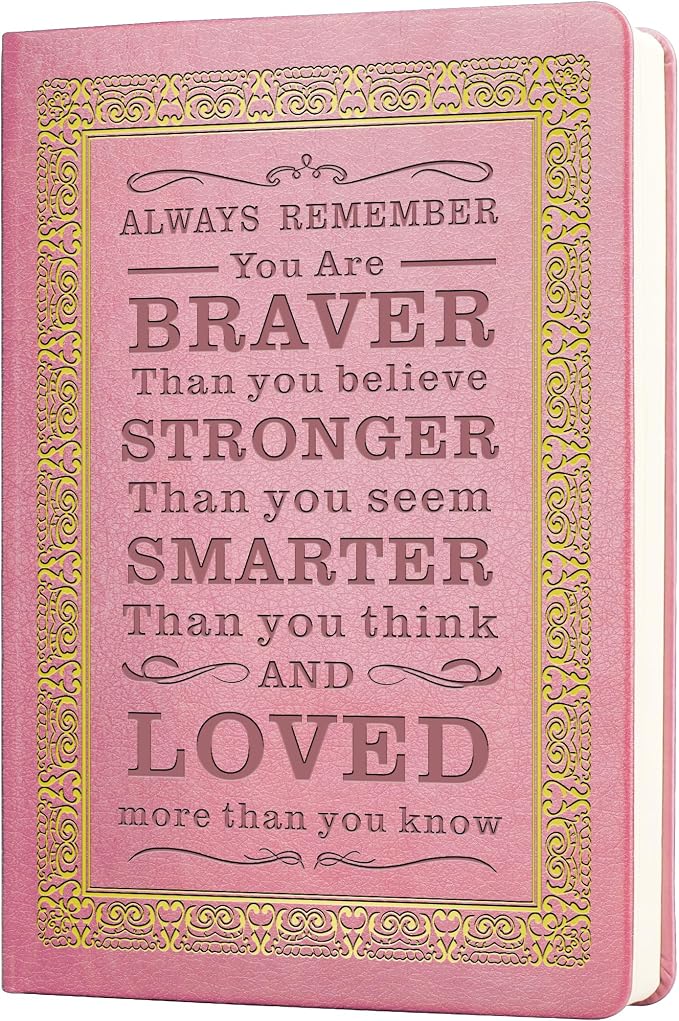 JOHSBYD Pink Journal for Women - A5 Lined Hardcover Notebook and Diary for Teen Girls, 200 Pages 100GSM Bleedproof Paper, Inspirational Back to School College Supplies(Pink)