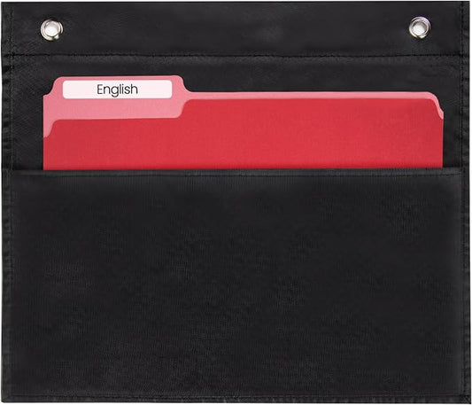Essex Wares - 1 Pocket File Pocket Chart, Black - Versatile Wall Hanging File Folder Organizer for Classroom, Office, Home, and More - Wall Folder Organizer - Single Pocket