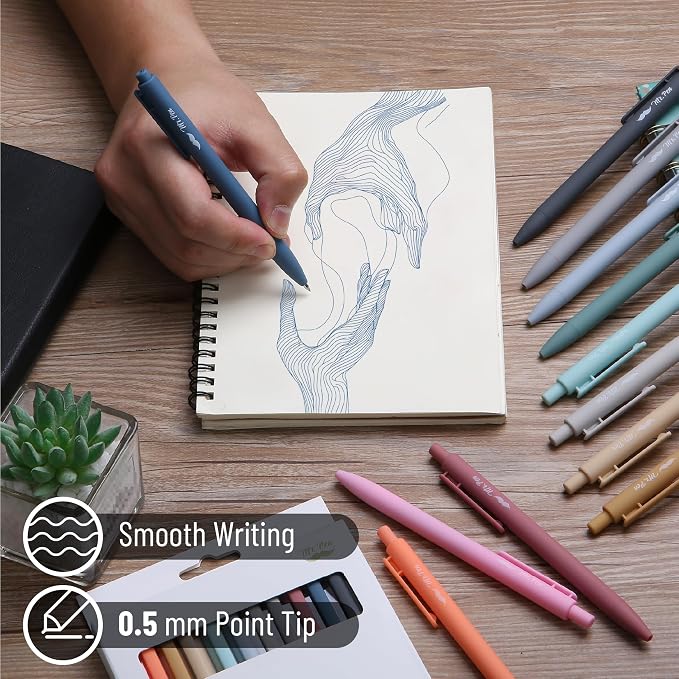 Mr. Pen- Retractable Gel Pens, 12 Pack, Assorted Color Ink | Fine Point 0.5 mm, Fast Dry, Smooth Writing, Cute Gel Ink Pens for Drawing, Writing Planner and School Supplies