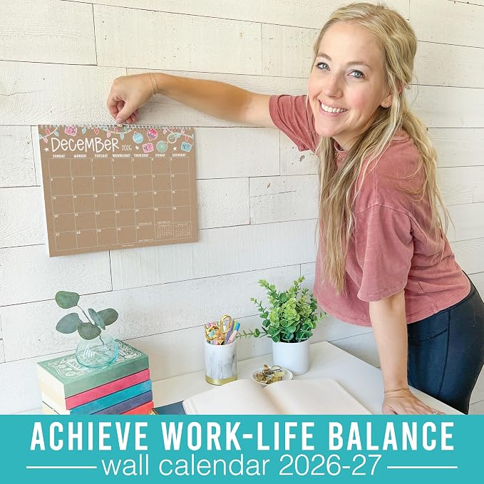 2026 Calendar Wall - 2026 Wall Calendar Large, 18-Month Hanging Calendars for School, Home & Office, Academic Monthly Calendar from January 2026 to June 2027, Back to School Teacher Gifts