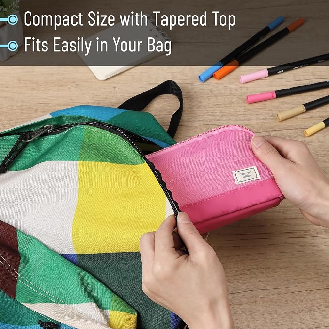 Mr. Pen- Wide-Opening Pencil Case, Triangle Design | Compact & Spacious Pencil Cases with 5 Mesh Pockets, Bag Pouch, Box Organizer for Students, School Supplies, Aesthetic Supply