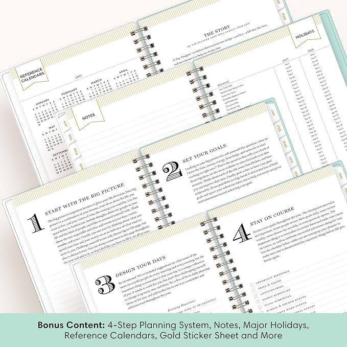 Blue Sky 2027 Weekly & Monthly Planner Calendar, 5"x8", Secret Garden Mint | January 2027 - December 2027, Flexible Cover, Durable Twin Wire Binding, Storage Pocket, Stickers, Day Designer