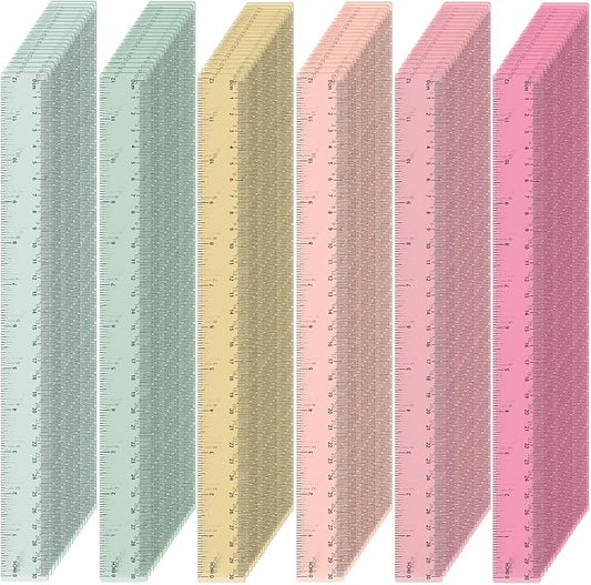120 Pcs Clear Plastic Ruler Bulk 12'' Colorful Ruler for Classroom with Inch Centimeter for Teacher Student Back School Office Supplies Tool Operation Measuring Drawing(Vintage Colors)