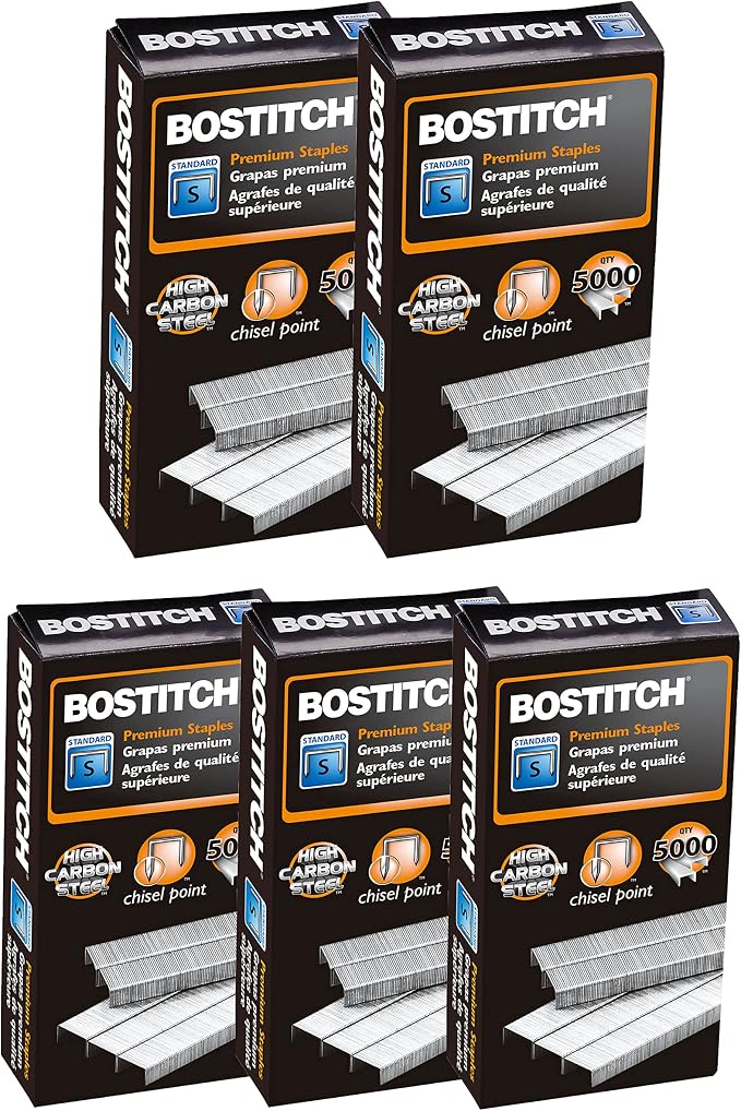 Bostitch Office Impulse 30 Sheet Electric Stapler Value Pack - Heavy Duty, Black (02638) & Bostitch Standard Staples, 1/4" Length,Full Strip Staples, 5000 Per Box, 5-Pack