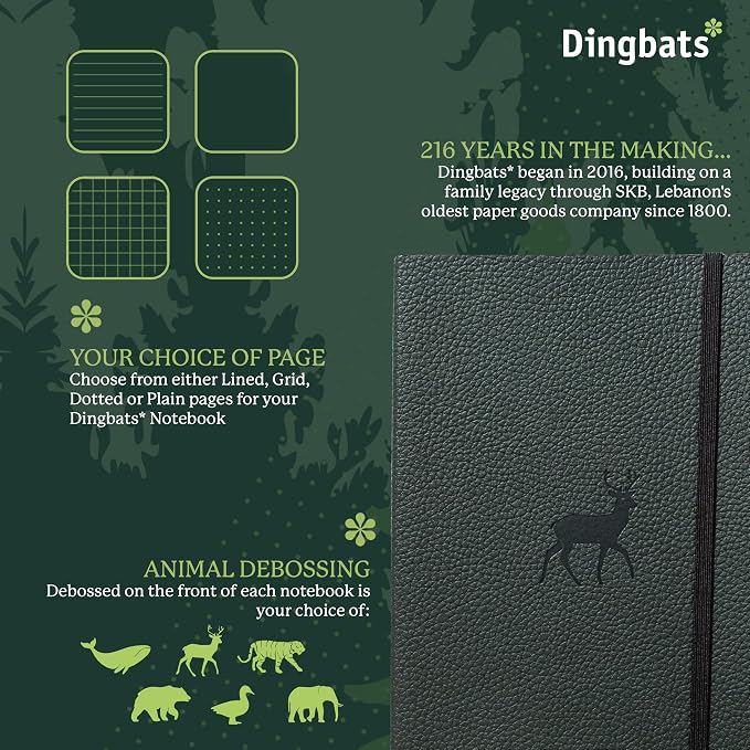 Dingbats A5 Wildlife Ruled Notebook Journal - Premium Vegan Leather Softcover Executive Journal for Women & Men - Work, Note Taking, Writing & Travel