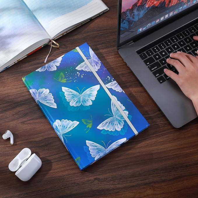 SIIXU Colorful Notebook with Floral Design, Pretty journaling for Women | Hand-illustrated by an Artist, Elastic Closure, 2 Ribbon Bookmark, Unique Beautiful Pages, B5, Lined, Lay-flat