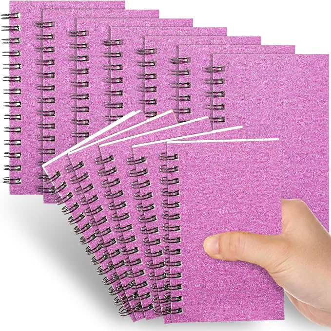 Jutom 18 Pcs Small Spiral Notebooks Memo Pads 3x5 Bulk Small Pocket Notepads Back to School Supplies Mini Notebook with Lined Mini Journals for Office & Work, 120 Pages (Glitter Pink)