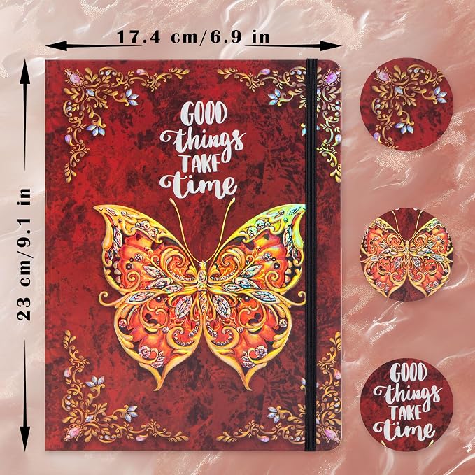 B5 Hardcover Journal for Women & Men -Butterfly Aesthetic Lined Notebook | 192 Pages Thick 80gsm Paper Writing Journal for Office, School, Travel Notes & Gift-9" x 6.9
