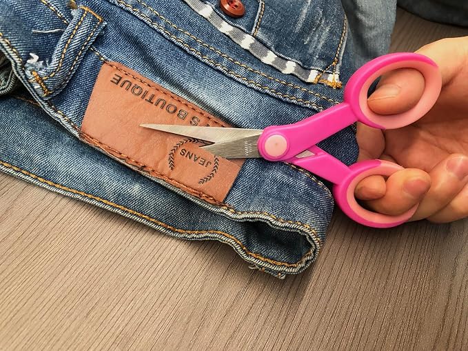 5 Inch Detail Scissors, Embroidery Scissor with Stainless Steel Blade, Soft Comfort-Grip, Straight Fine Tips Small Sewing Scissors Set, 3 Pack, Pink