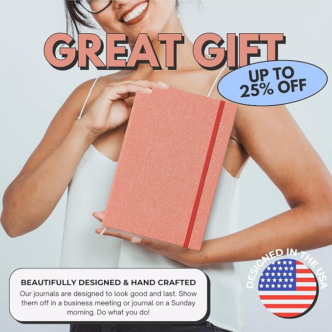 Portage Blank Hardcover Aesthetic Notebook Writing Journal – Bleed-Proof Paper Notepad for Journaling, High GSM, A5 Notebook, Cream Pages - Salmon, 6 x 8.5 Inches, 224 Pages