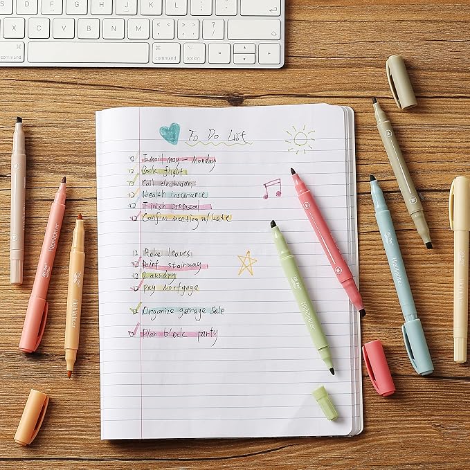 Mr. Pen- Dual Tip Highlighters, 16 Pack, Fine & Chisel | Cute Highlighters Assorted Colors, Dual Tip Markers