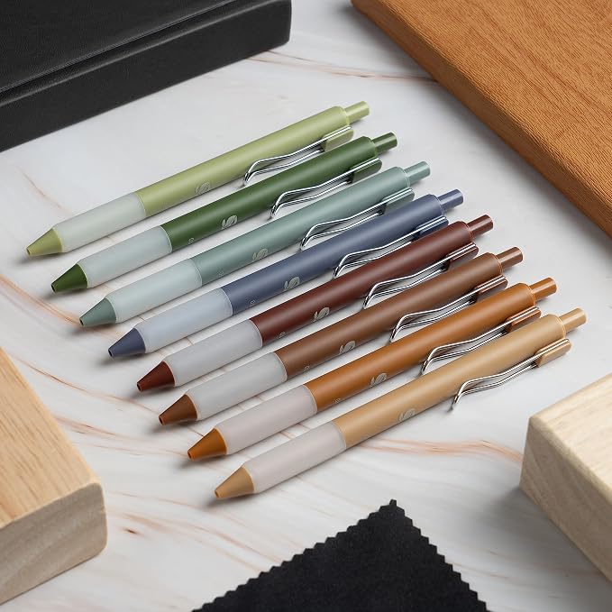 BLIEVE Gel Pens - Earthy, Matte Finish, Smooth Writing, No Bleed - For Journaling, Bible Notes, Drawing - Cute School Supplies, 8 Pack | Fast Dry Ink, Matte Finish, Smooth Writing,No Bleed, For Journaling, Bible Notes, Drawing - Colored Ink