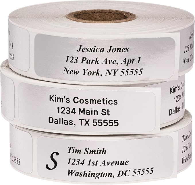Return Address Labels - Roll of 500 Personalized Labels (Silver)