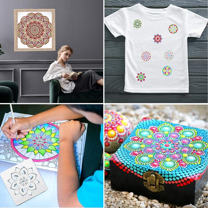 Augshy 58PCS Mandala Dotting Tools Set with a Blue Zipper Waterproof Storage Bag for Painting Rocks