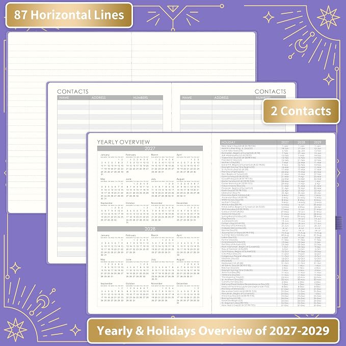 2027 Planner - 2027 Weekly Monthly Planner, January 2027 - December 2027, 5.75" x 8.25", Faux Leather Planner 2027 with Back Pocket & 40 Notes Pages - Lavender