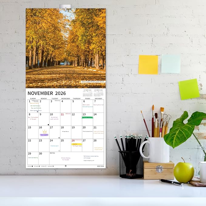 2026-2027 Wall Calendar, 2026-2027 Pathways Calendar, 18 Months from Jul 2026 - Dec 2027, 12" x 24" Open, Thick Paper, Hanging Holes, Large Blocks, Holidays, Gifts for Planning Organizing