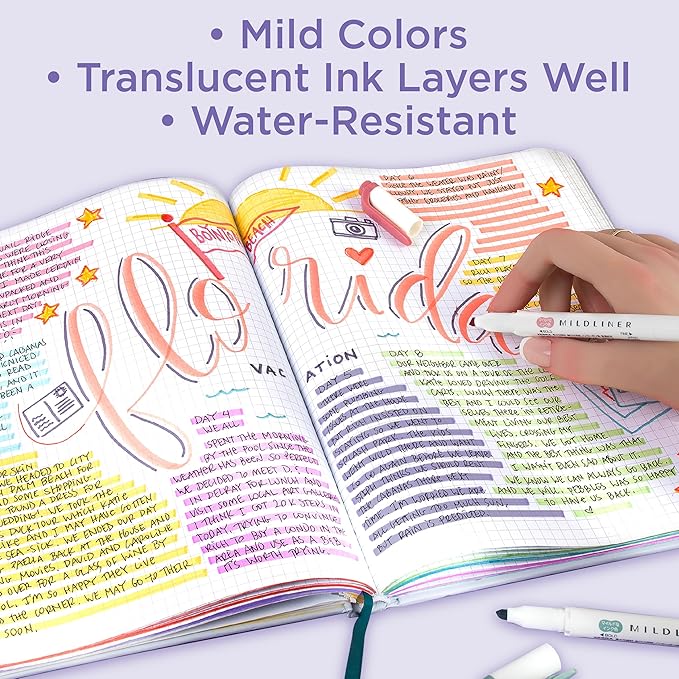 Zebra Pen MILDLINER No Bleed Highlighter, Refresh Colors, Dual Tip, 5-Pack