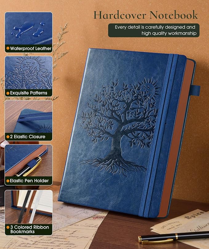 Vintage Leather Journal - 300 Page Lined Journal Notebook with Numbered Pages, A5 Notebook for Women Men,Travel Diary,Daily Journals for Writing, Note Taking, School & Work (5.8" x 8.3")