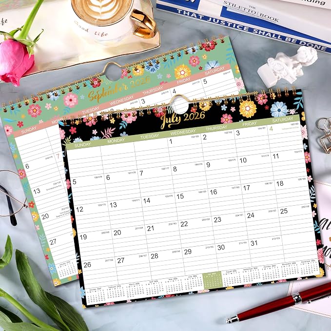Calendar 2026-2027 - Wall Calendar 2026-2027 with 18 Months，14.6" x 11.5" | Jul 2026 - Dec 2027, Twin-Wire Binding + Hanging Hook + Large Blocks + Julian Dates, Perfect Wall Calendar for Organizing