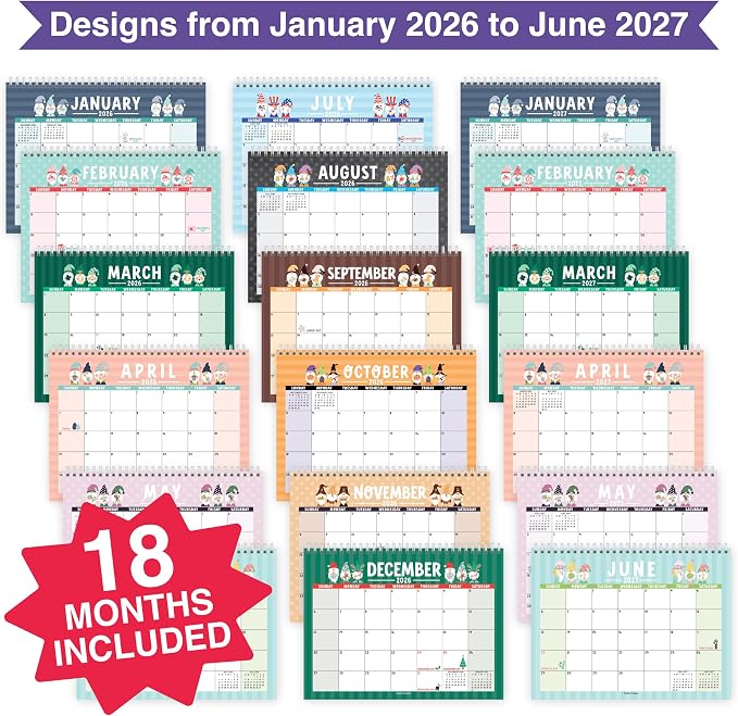 Small Desk Calendar 2026-2027 Standing Flip - 18-Month 2026 Desk Calendar Small for Home, Office & School, Standing Desks Calendars 2026-2027, Mini Desks Calendars, Back to School Teacher Gifts