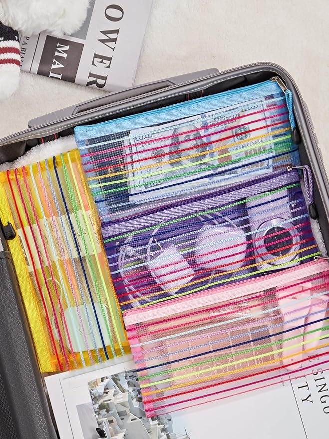 JARLINK Zipper Mesh Pouch, 120 Pcs multi-use Pencil Pouches in 10 Colors | Multipurpose Pencil Pouch Bulk for School, Office Supplies, Cosmetics, Makeup&Travel Accessories, Mixed Color