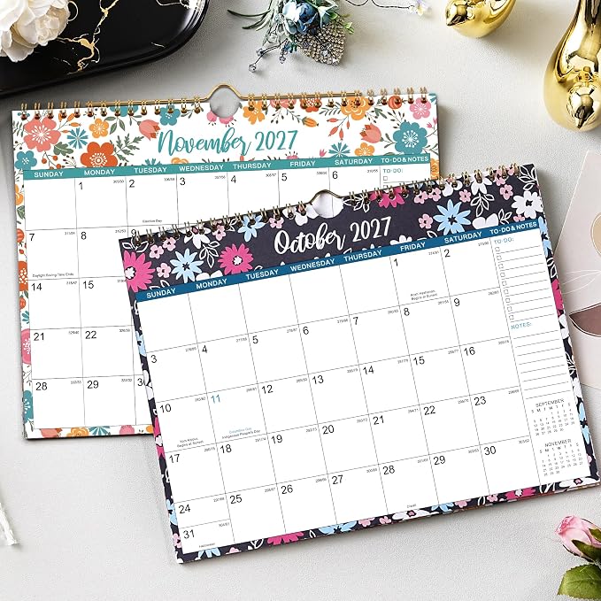 2027 Wall Calendar - 2027 Calendar, 12 Months Hanging Calendar 2027, Jan 2027 - Dec 2027, 11" x 8.5", Spiral Binding, Julian Dates, Large Block, Notes, To-do List, Thick Paper, Perfect for Organizing