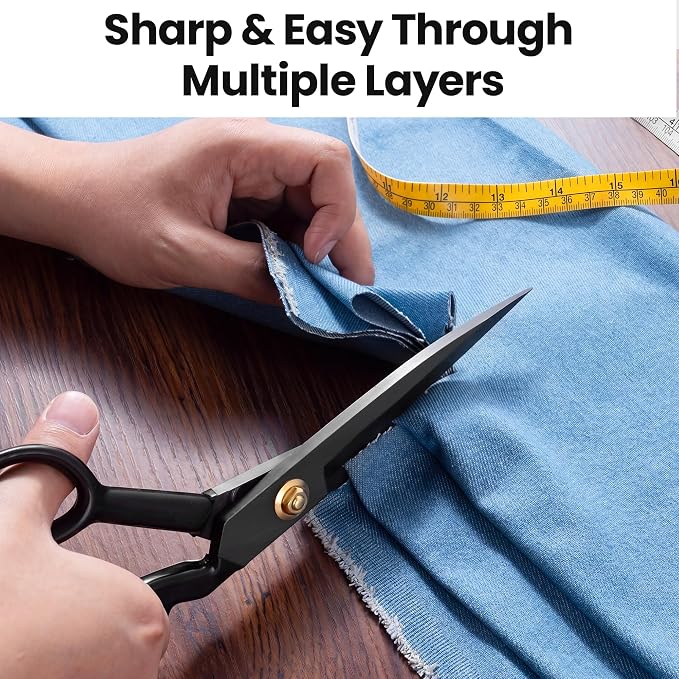 Professional Tailor Scissors 9 Inch for Cutting Fabric Heavy Duty Scissors for Leather Cutting Industrial Sharp Sewing Shears for Home Office Artists Dressmakers