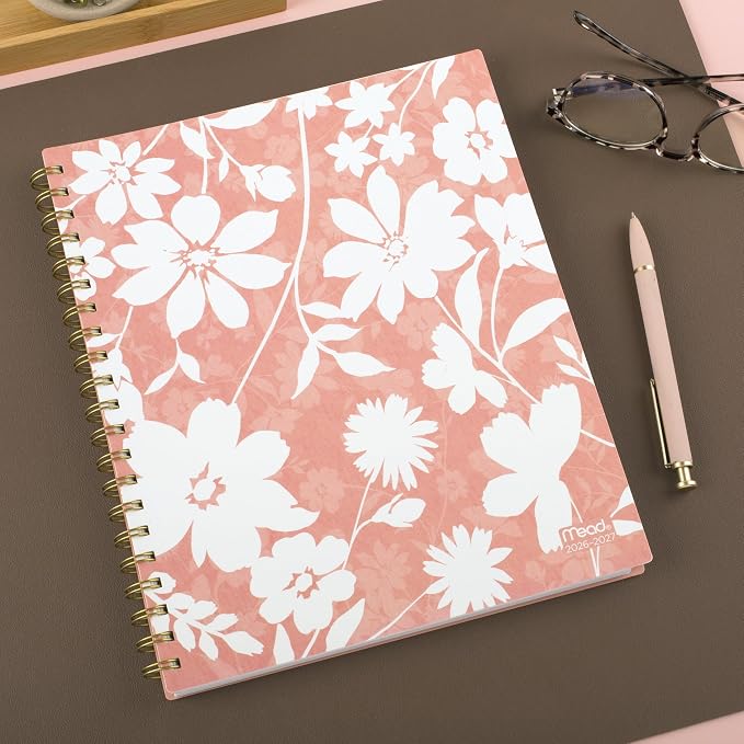 Mead Planner 2026-2027 Weekly & Monthly Academic 15-Month April-June, 8-1/2" x 11", Flower Patch (1804-905A) (Pack of 12)