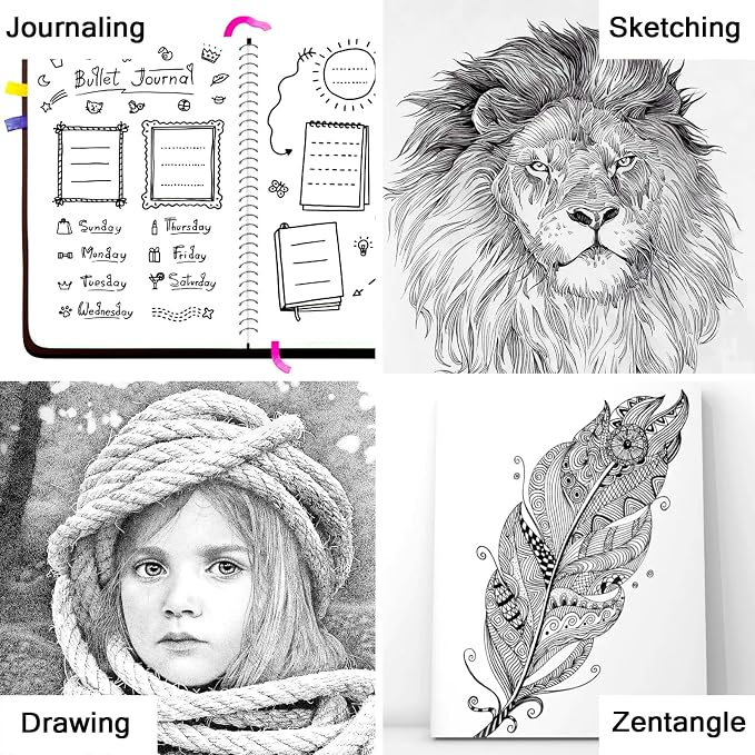 Muchcute Micro Fineliner Drawing Art Pens: 8 Black Fine Line Waterproof Ink Set Artist Supplies Archival Inking Markers Liner Professional Sketch Outline Crafts Sketching Watercolor Zentangle Stuff