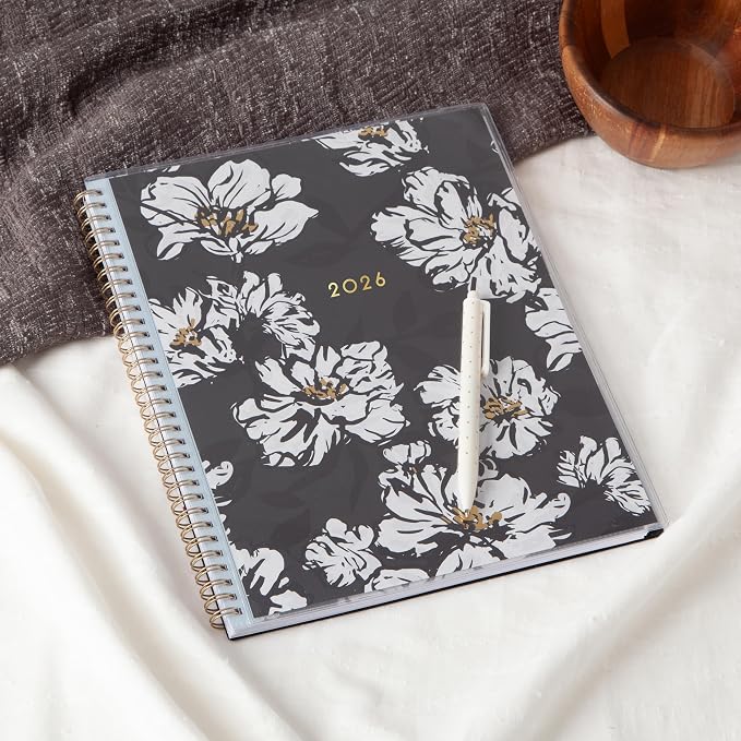 Blue Sky 2026 Weekly & Monthly Planner Calendar, 8.5"x11", Baccara Dark | January 2026 - December 2026, Clear Pocket Cover, Durable Twin Wire Binding, Laminated Tabs, Storage Pocket
