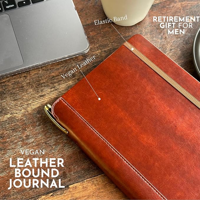 SETTINI® Lined Journal - Classic Journal for Writing Gift Set - Hardcover Vegan Leather, Includes Luxury Pen in a Unique Pen Holder, 192 Pages, A5, Birthday Gift, Journal for Men