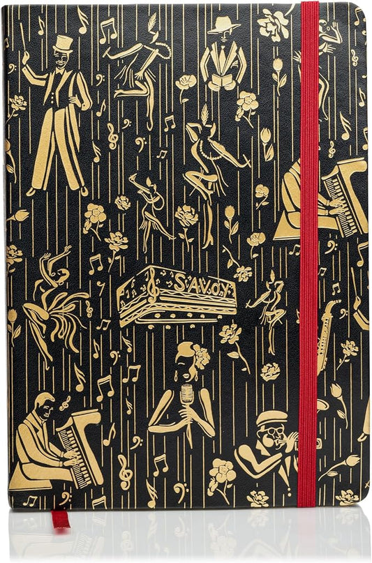 HARLEM CANDLE CO. Journal Notebook - Vegan Leather Journals for Writing, 300 pages lined paper- Writing Gift- Perfect for Office, Poets, Travel -(8.5"x6") (Black/Gold)