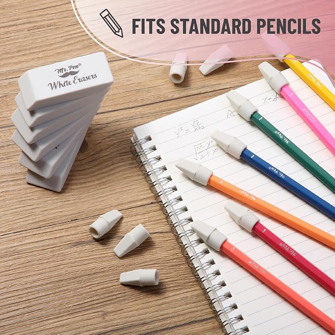 Mr. Pen- School Eraser Combination Set, 66 Pack, White | Latex Free Erasers for School, Office, Art Sketching, Homework, Exams, Clean Smudge-Free Correction