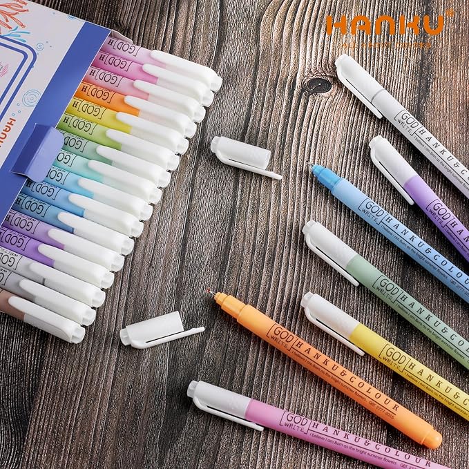 HANKU 0.38mm Fine Point Pen, 16 Colored Fineliner Bible Pens No Bleed Through,Extra Fine Tip Marker Pens for Bullet Journaling,Planner,Coloring,Bible Study Back to School Office Supplies