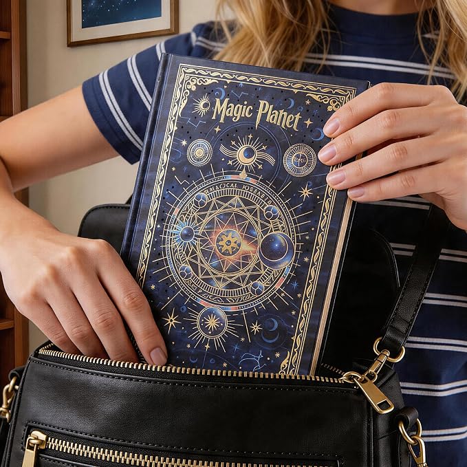 Hardcover Notebook Journal with 224 Pages, A5 Lined Journal with 100 GSM Thick Paper for Smooth Writing, Aesthetic Celestial Magic Planet Notebook Journal Ideal Journal for Teens, Men & Women
