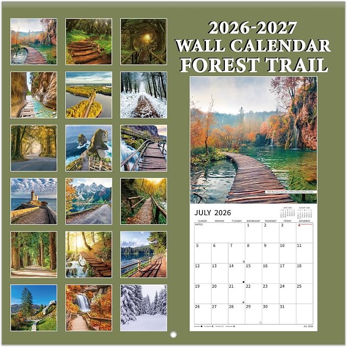 2026-2027 Wall Calendar, 2026-2027 Pathways Calendar, 18 Months from Jul 2026 - Dec 2027, 12" x 24" Open, Thick Paper, Hanging Holes, Large Blocks, Holidays, Gifts for Planning Organizing