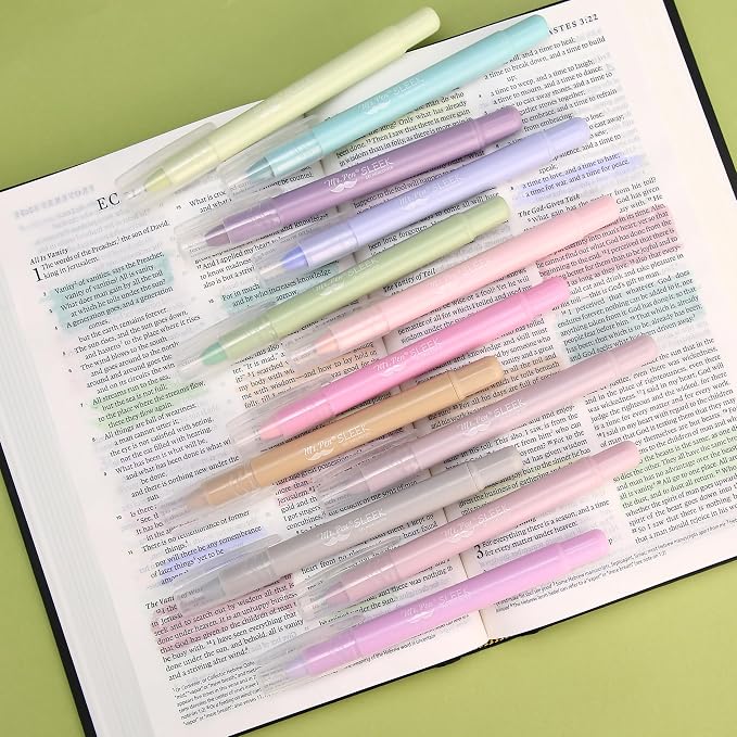 Mr. Pen- No Bleed Gel Highlighters, Morandi Colors, 12 Pack | Bible Highlighters and Pens No Bleed, Bible Markers for Study, Journaling, School Supplies and Accessories