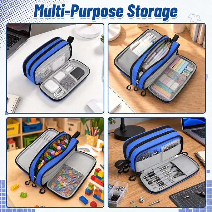 Pencil Case for Boys, Large Capacity Pencil Pouch with Zipper Compartments, Gamer Pen Bag Organizer for School Kids Teens